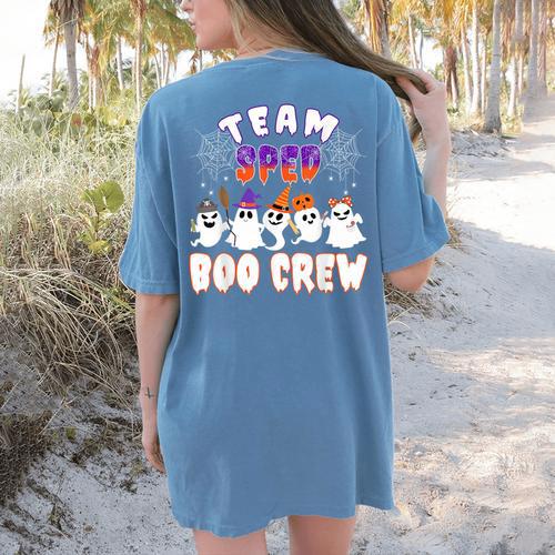 Halloween Costume Team SPED Teacher Special Education Women's Comfort Colors T-Shirt Back Print - teacherstshirts.com