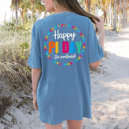 Happy Pi Day Pie Math Coach Teacher Pi Day Lover Nerdy Women's Comfort Colors T-Shirt Back Print - teacherstshirts.com