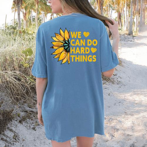 We Can Do Hard Things Kids Teacher Back To School Women's Comfort Colors T-Shirt Back Print - teacherstshirts.com UK