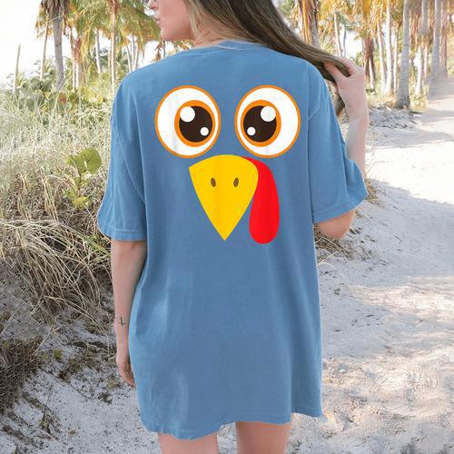 Hilarious Turkey Halloween Thanksgiving Teacher Nurse Women's Comfort Colors T-Shirt Back Print - teacherstshirts.com AU