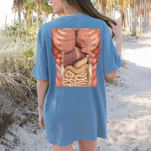 Human Muscles Organs Scary Anatomy Teacher Halloween Costume Women's Comfort Colors T-Shirt Back Print - teacherstshirts.com AU