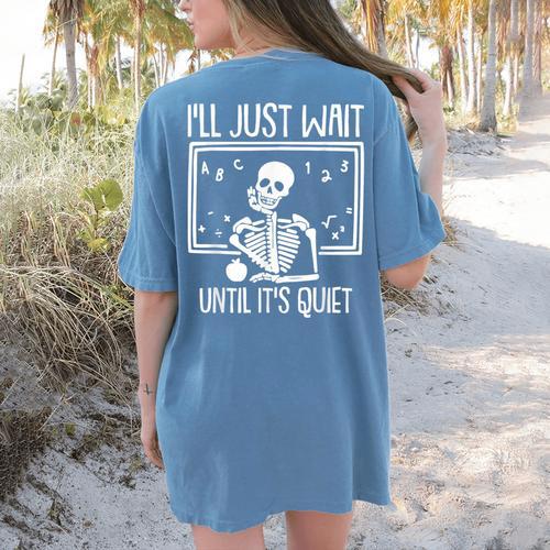 Ill Just Wait Until Its Quiet Teacher Lazy Halloween Costume Women's Comfort Colors T-Shirt Back Print - teacherstshirts.com DE