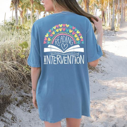 Intervention Teacher Reading Intervention Women's Comfort Colors T-Shirt Back Print - teacherstshirts.com