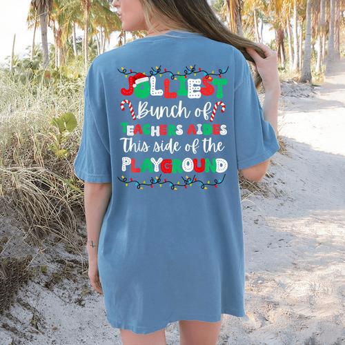 Jolliest Bunch Of Teachers Aides This Side Of The Playground Women's Comfort Colors T-Shirt Back Print - teacherstshirts.com CA