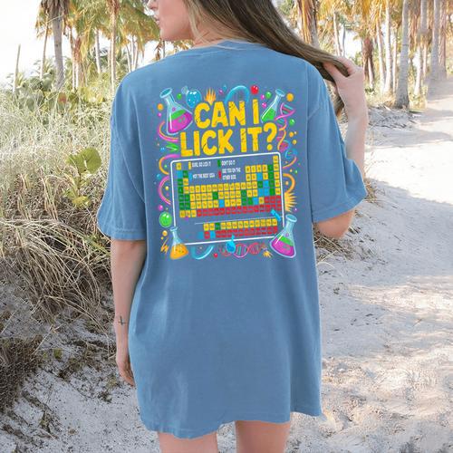 Can I Lick It Periodic Table Science Teacher Men Women Women's Comfort Colors T-Shirt Back Print - teacherstshirts.com AU