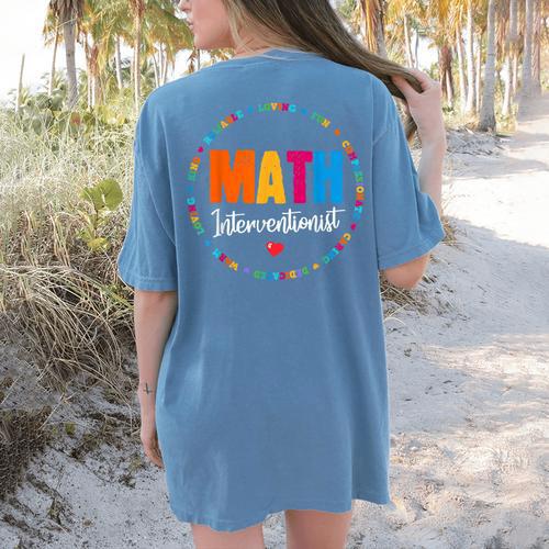 Math Interventionist Teacher Coach Squad Mathematics STEM Women's Comfort Colors T-Shirt Back Print - teacherstshirts.com UK