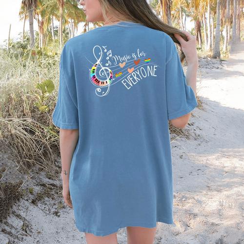Music Is For Everyone Music Teacher Women's Comfort Colors T-Shirt Back Print - teacherstshirts.com UK