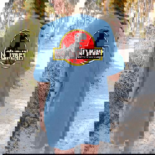 Nerdy No Internet Dinosaur Computer Science Teacher Women&#x27;s Comfort Colors T-Shirt Back Print - teacherstshirts.com