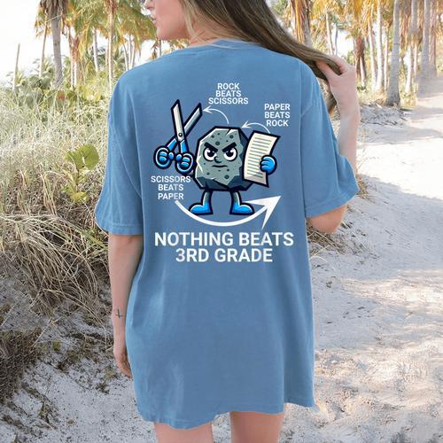 Nothing Beats 3rd Grade Back To School Kids Teachers Women's Comfort Colors T-Shirt Back Print - teacherstshirts.com UK