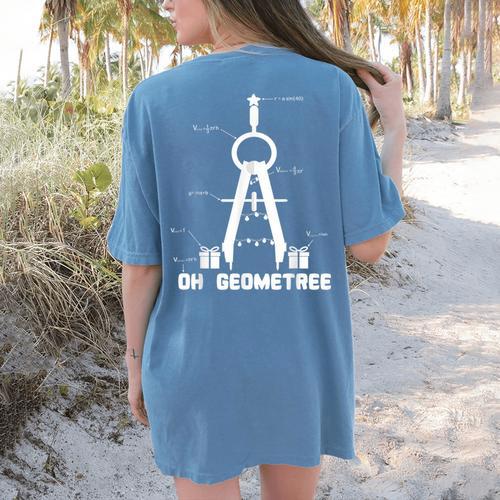 Oh Geometree Math Teacher Geometry Christmas Tree For Men Women Kids Women's Comfort Colors T-Shirt Back Print - teacherstshirts.com
