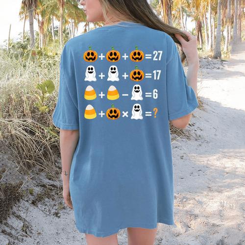 Order Of Operations Quiz Pumpkin Halloween Math Teacher Women's Comfort Colors T-Shirt Back Print - teacherstshirts.com AU