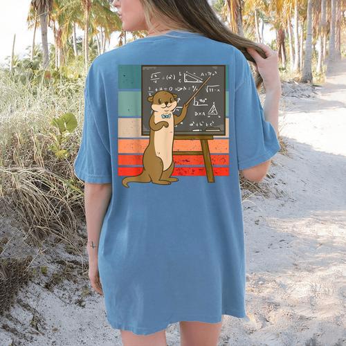 Otter Professor Teacher Teaching Maths Mathematics Women's Comfort Colors T-Shirt Back Print - teacherstshirts.com AU