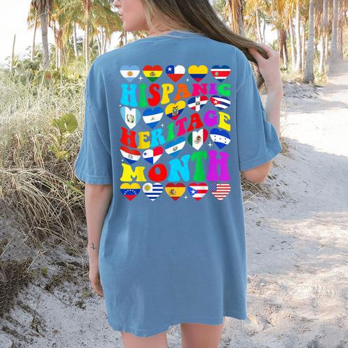 Hispanic Heritage Month 2025 Latino Puerto Rico Teacher Kids Women's Comfort Colors T-Shirt Back Print - teacherstshirts.com DE