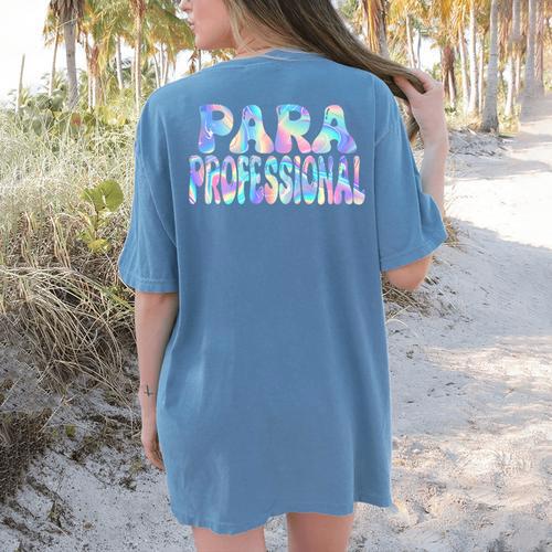 Paraprofessional Groovy Back To School Cute Teachers Women Women's Comfort Colors T-Shirt Back Print - teacherstshirts.com CA