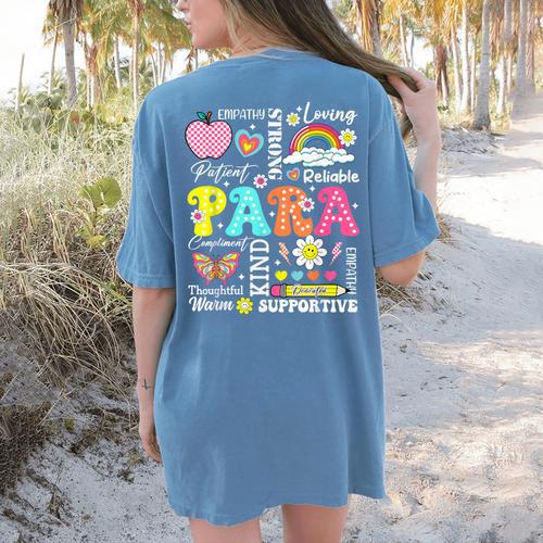 Paras Make It Possible Paraprofessional Paraeducator Teacher Women's Comfort Colors T-Shirt Back Print - teacherstshirts.com CA