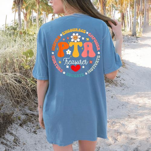 Parents Teacher Association Team Supporter PTA Treasurer For Men Women Girls Kids Women's Comfort Colors T-Shirt Back Print - teacherstshirts.com UK