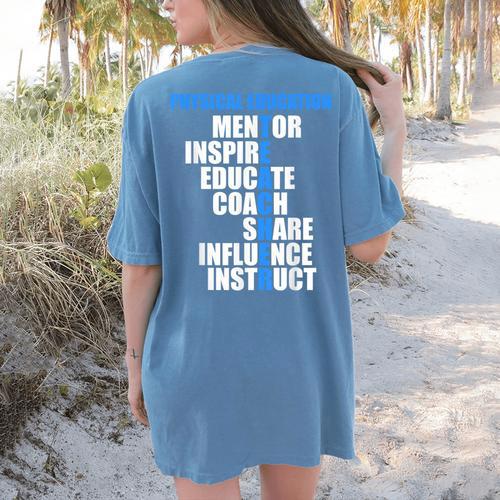 PE Physical Education Teacher For PE Teacher Women's Comfort Colors T-Shirt Back Print - teacherstshirts.com UK