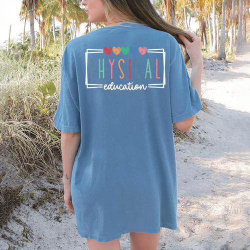Physical Education PE Teacher Phys Ed Student Graduation Women's Comfort Colors T-Shirt Back Print - teacherstshirts.com UK