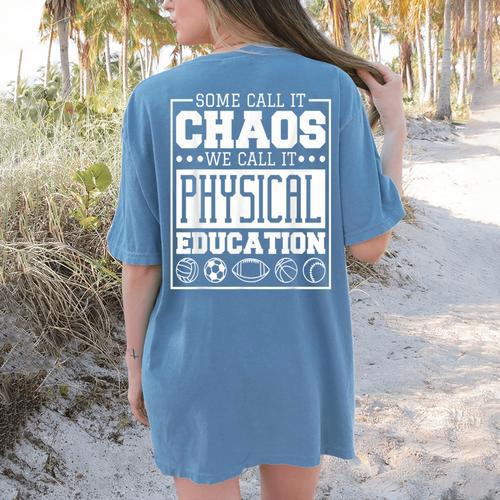 Physical Education s For Pe Teachers And Students Women's Comfort Colors T-Shirt Back Print - teacherstshirts.com