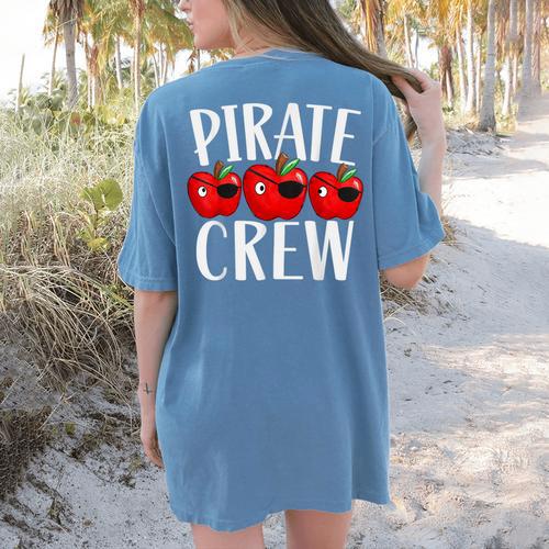 Pirate Crew Pirate Teacher Team Squad Talk Like A Pirate Day For Men Women Kids Women's Comfort Colors T-Shirt Back Print - teacherstshirts.com AU