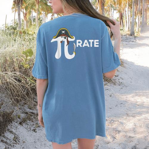 Pirate Pi Math Pie Halloween Costume Teacher Men Women Women's Comfort Colors T-Shirt Back Print - teacherstshirts.com