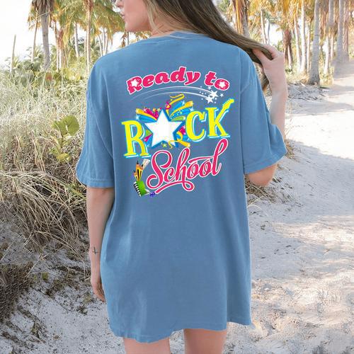 Ready To Rock School Shirt Students And Teachers Women's Comfort Colors T-Shirt Back Print - teacherstshirts.com