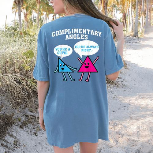 Right Acute Triangle Math Teacher Cool Geometry Women's Comfort Colors T-Shirt Back Print - teacherstshirts.com