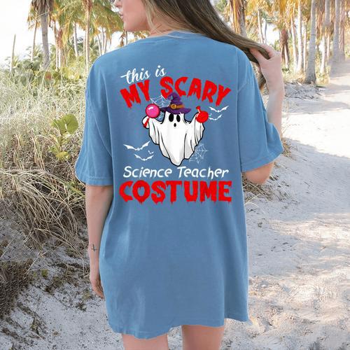 This Is My Scary Science Teacher Costume Ghost Halloween Women's Comfort Colors T-Shirt Back Print - teacherstshirts.com AU