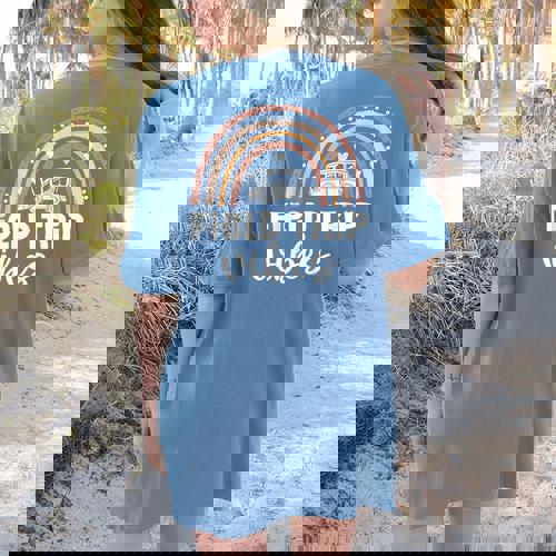 School Bus Trip Vibes Students Teachers Students Field Trip Women&#x27;s Comfort Colors T-Shirt Back Print - teacherstshirts.com