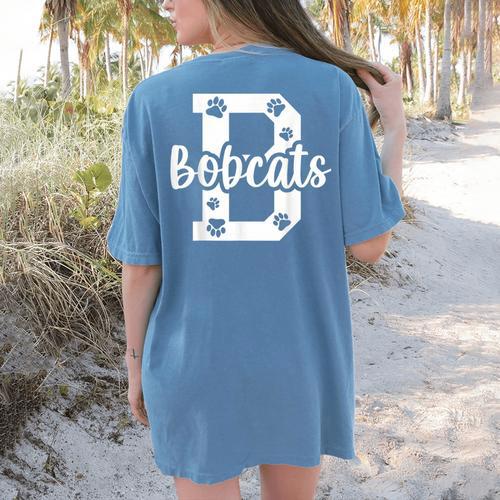 School Spirit Mascot Bobcats Back To School Teacher Student Women's Comfort Colors T-Shirt Back Print - teacherstshirts.com UK