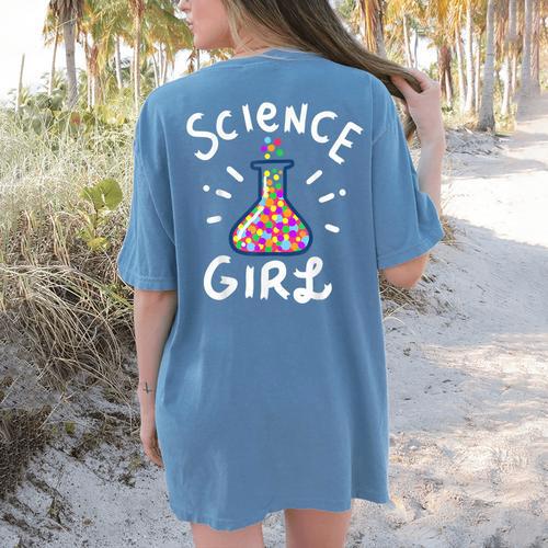 Science Girl Chemistry Biology Student Teacher Women's Comfort Colors T-Shirt Back Print - teacherstshirts.com CA