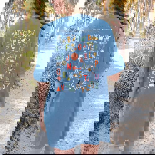 Science Teacher Alphabet Science Is All Around Us Teacher Women&#x27;s Comfort Colors T-Shirt Back Print - teacherstshirts.com