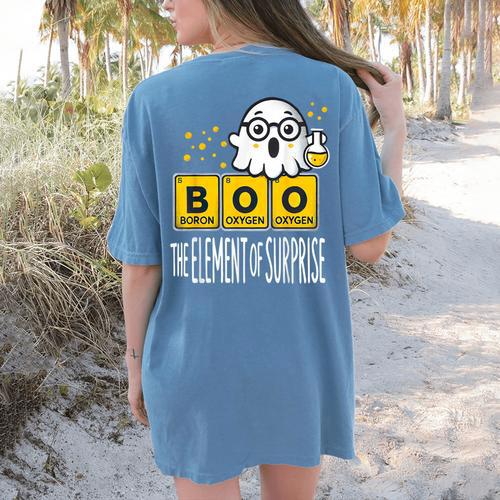 Science Teacher Halloween Elements Of Surprise Chemistry Women's Comfort Colors T-Shirt Back Print - teacherstshirts.com DE