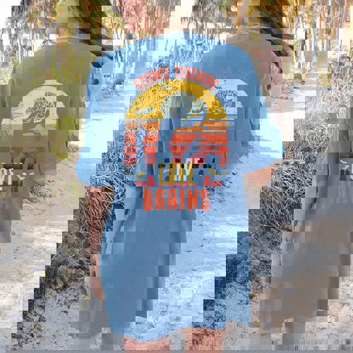 Science Teachers Love Brains Teachers Halloween Women&#x27;s Comfort Colors T-Shirt Back Print - teacherstshirts.com