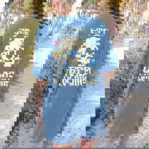 Science Teachers Love Brains Teachers Halloween Women&#x27;s Comfort Colors T-Shirt Back Print - teacherstshirts.com