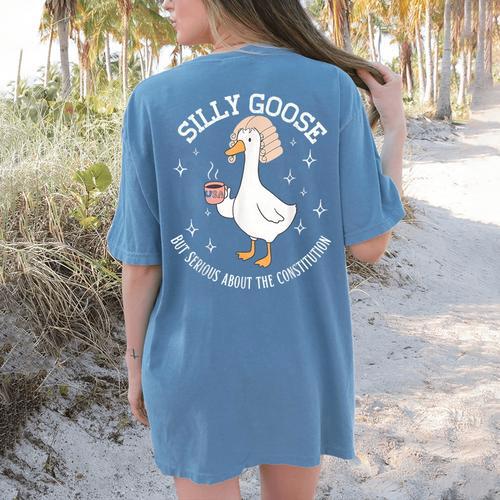 Silly Goose Constitution History Teacher Middle School Women's Comfort Colors T-Shirt Back Print - teacherstshirts.com UK