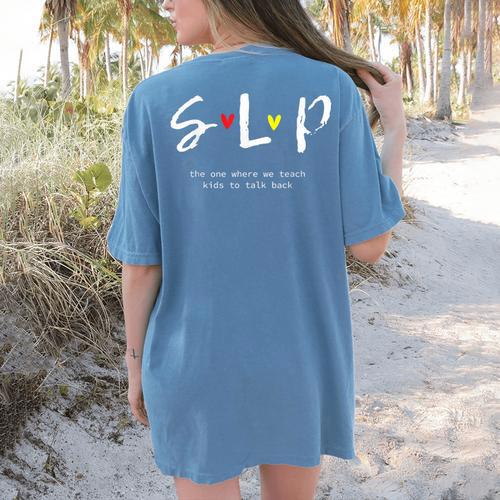 SLP Teacher Shirts Speech Language Pathologist Women's Comfort Colors T-Shirt Back Print - teacherstshirts.com CA