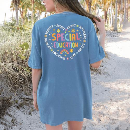 Special Education Squad Dream Team SPED Teacher Appreciation Women's Comfort Colors T-Shirt Back Print - teacherstshirts.com CA