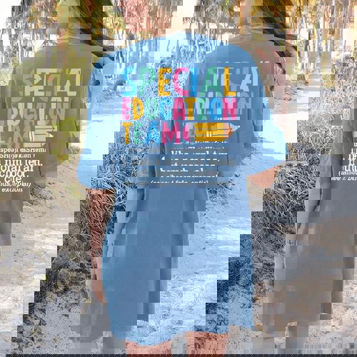 Special Education Team Definition Retro Ed Team Crew Teacher Women&#x27;s Comfort Colors T-Shirt Back Print - teacherstshirts.com