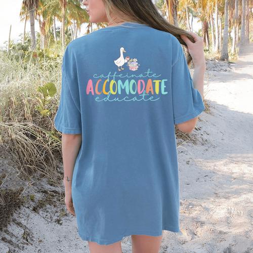 SPED Dream Team Teachers Special Education Silly Goose Women's Comfort Colors T-Shirt Back Print - teacherstshirts.com DE