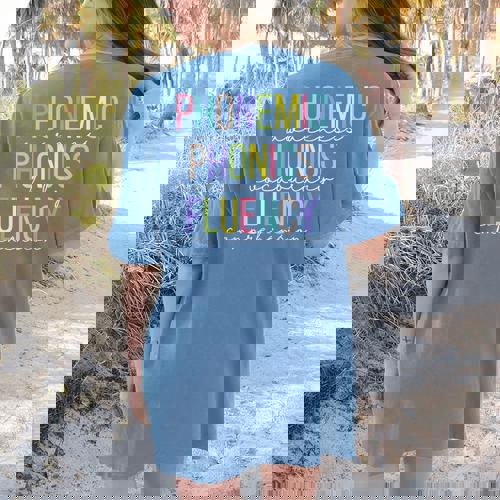 Spring Easter Reading Teacher Science Of Reading Women&#x27;s Comfort Colors T-Shirt Back Print - teacherstshirts.com