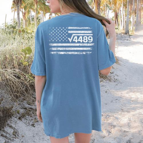 Square Root 4489 Slang Math Teacher Six Seven 6 7 USA Flag Women's Comfort Colors T-Shirt Back Print - teacherstshirts.com AU