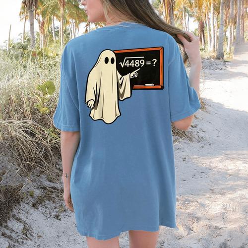 Square Root 67 Ghost Math Teacher 4489 Meme Halloween Women's Comfort Colors T-Shirt Back Print - teacherstshirts.com AU