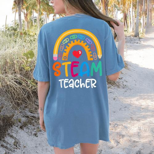 STEAM Teacher Squad Team Crew Back To School STEM Special Women's Comfort Colors T-Shirt Back Print - teacherstshirts.com AU