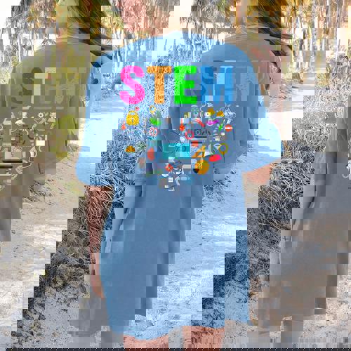 STEM Science Technology Engineering Math Teacher Women&#x27;s Comfort Colors T-Shirt Back Print - teacherstshirts.com