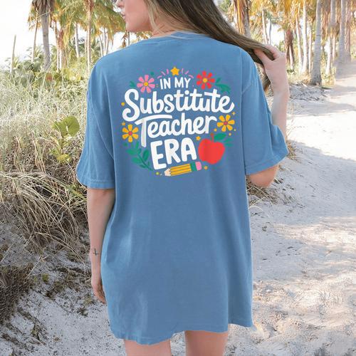 In My Substitute Teacher Era Women's Comfort Colors T-Shirt Back Print - teacherstshirts.com