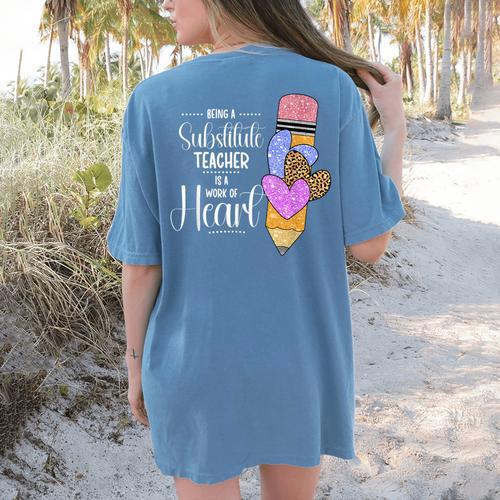 Being A Substitute Teacher Substitute Teaching Women's Comfort Colors T-Shirt Back Print - teacherstshirts.com UK
