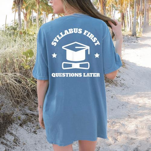 SYLLABUS PROFESSOR TEACHER Women's Comfort Colors T-Shirt Back Print - teacherstshirts.com AU
