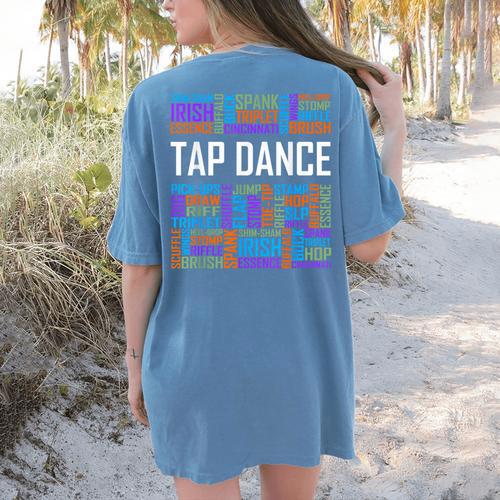 Tap Dance Words Lover Tap Dancer Dancing Teacher Women's Comfort Colors T-Shirt Back Print - teacherstshirts.com CA