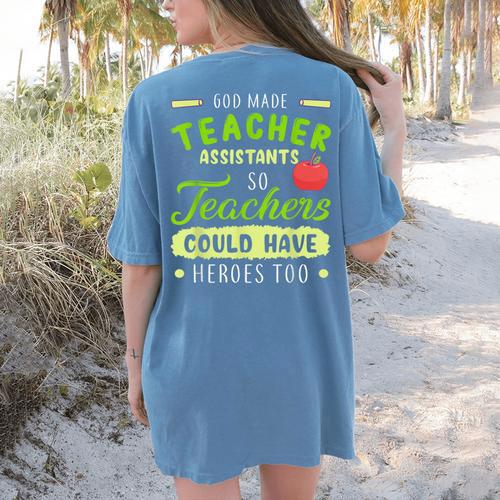 Teacher Teaching Assistant Aide Hero Women's Comfort Colors T-Shirt Back Print - teacherstshirts.com DE